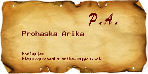 Prohaska Arika névjegykártya